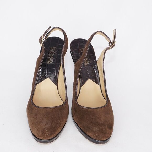 Michael Kors Brown Suede Slingback Heels, Size 7.5 - Picture 9 of 12